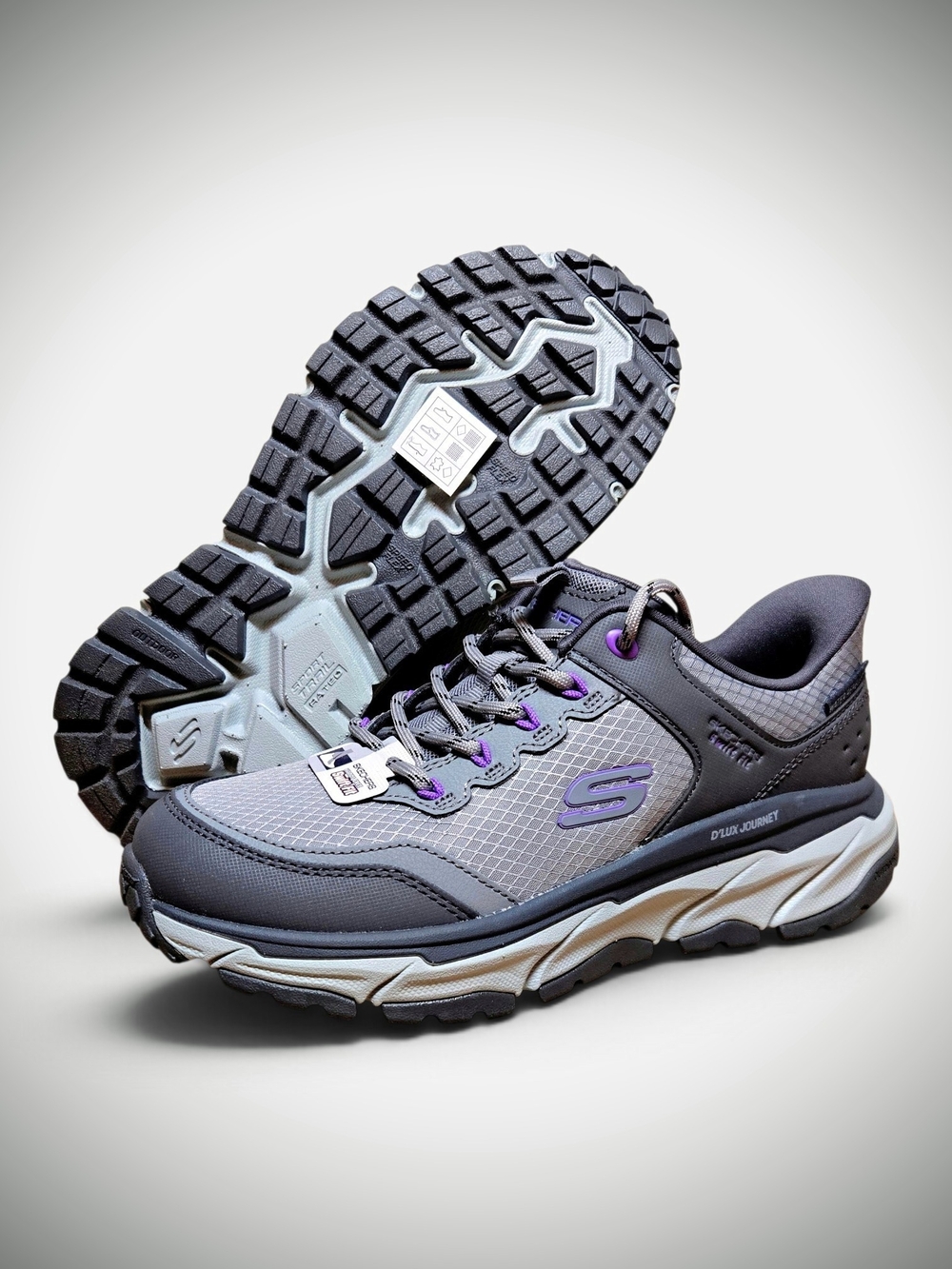 NEW Skechers Women’s Size 7 Swift Fit Hiker Sneaker Charcoal/Purple Water Repell